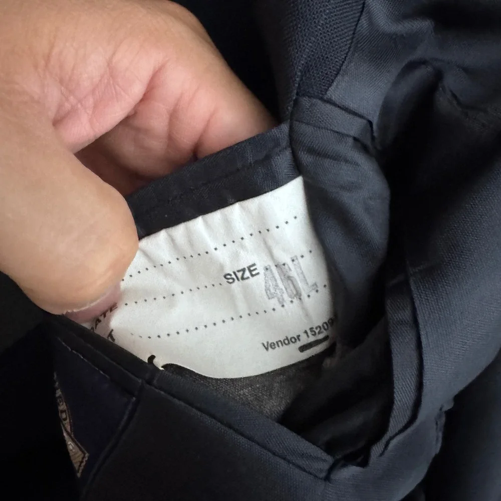 Towncraft Suit Mens 46L 36W Navy Blue Pinstripe Two Button Notch Lapel